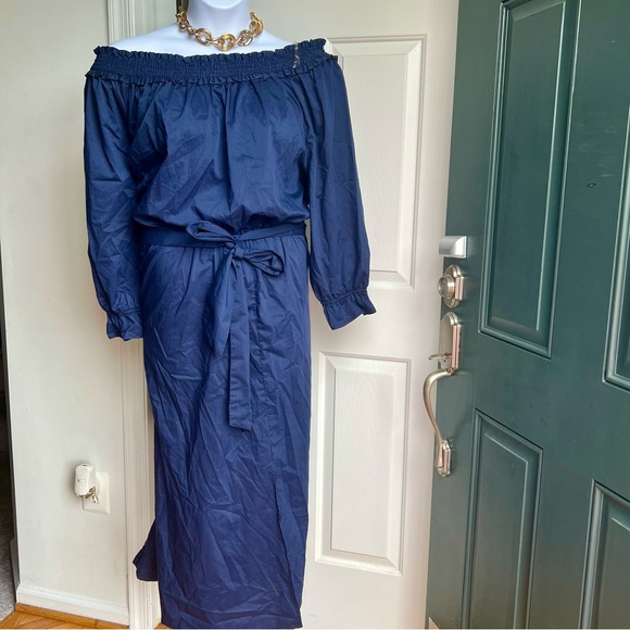 Ashley Stewart | Dresses | Ashley Stewart Offshoulder Navy Blue Belted Dress | Poshmark Ashley Stewart | Dresses | Ashley Stewart Offshoulder Navy Blue Belted Dress | Poshmark